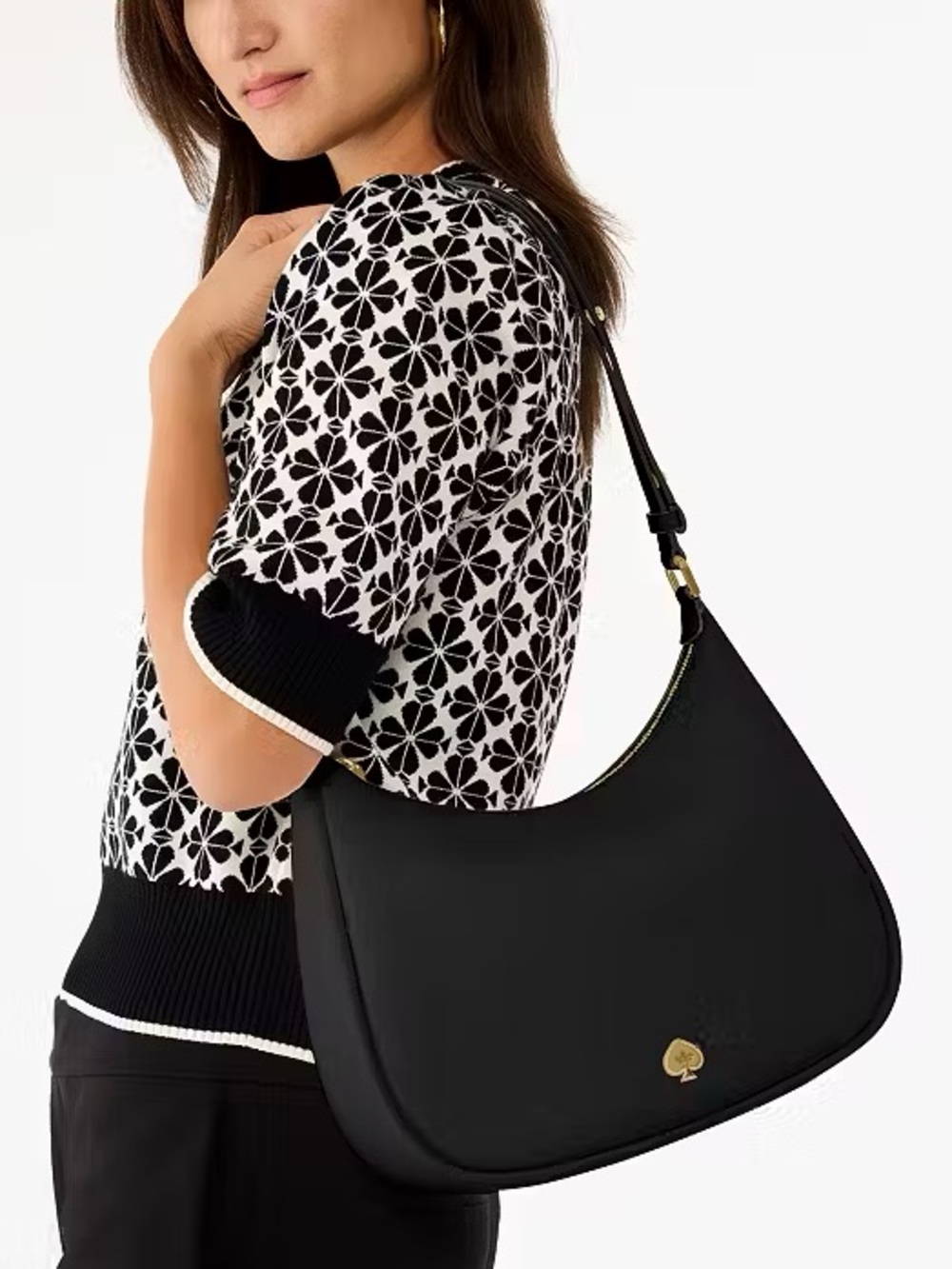 ♠️Kate Spade Kayla Large Pebbled Leather Convertible Shoulder Bag, Black NEW NWT - Picture 8 of 9